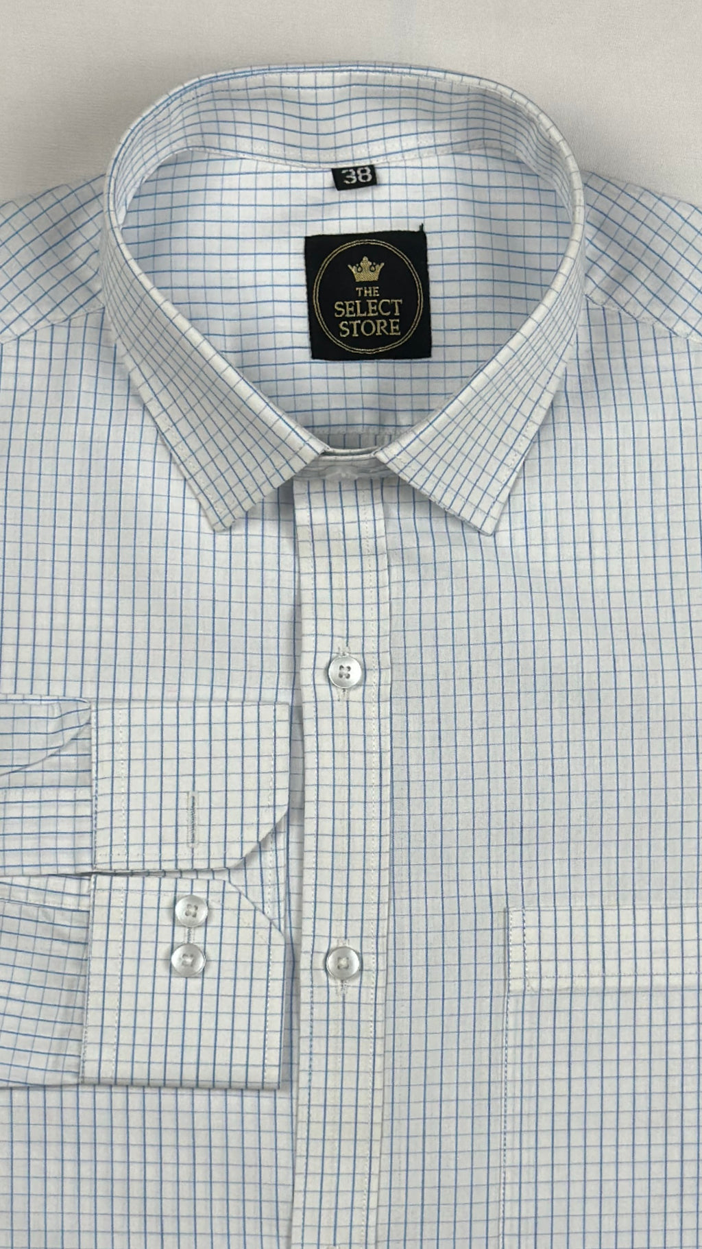 Fine Grid Blue Check Shirt