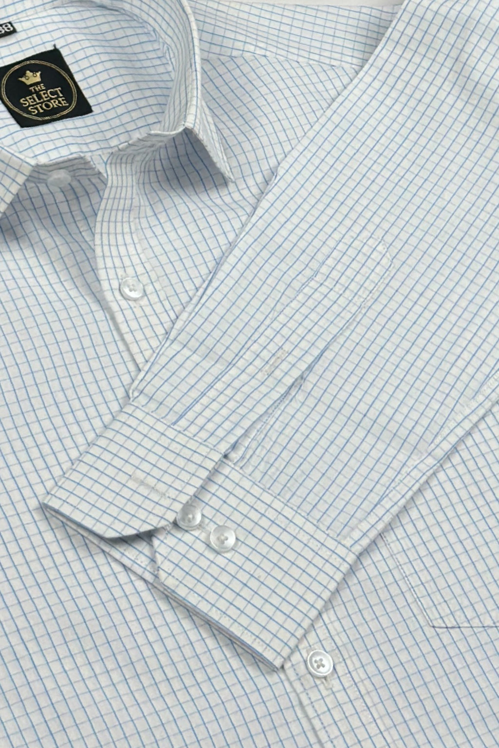 Fine Grid Blue Check Shirt
