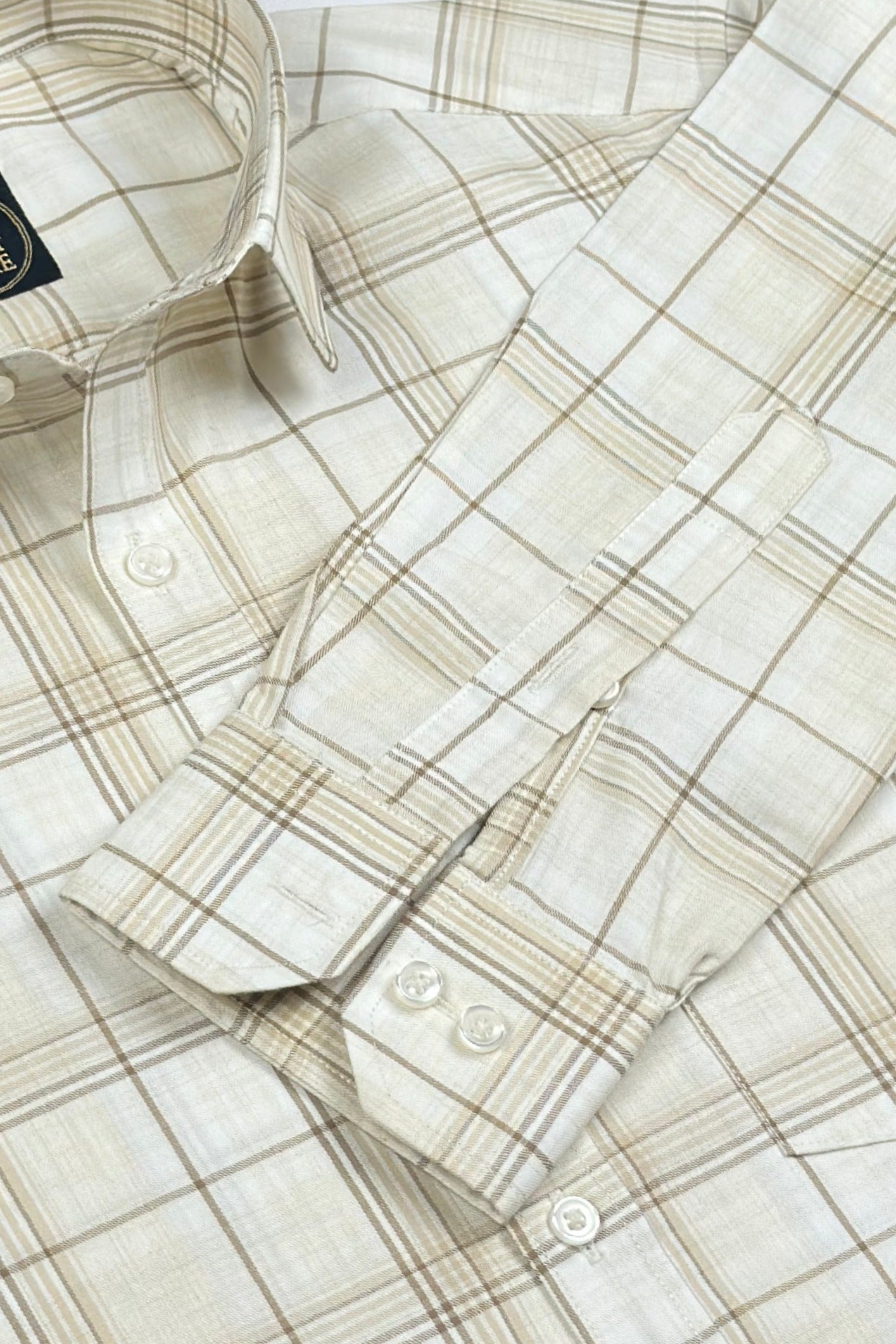 Beige Windowpane Check Shirt