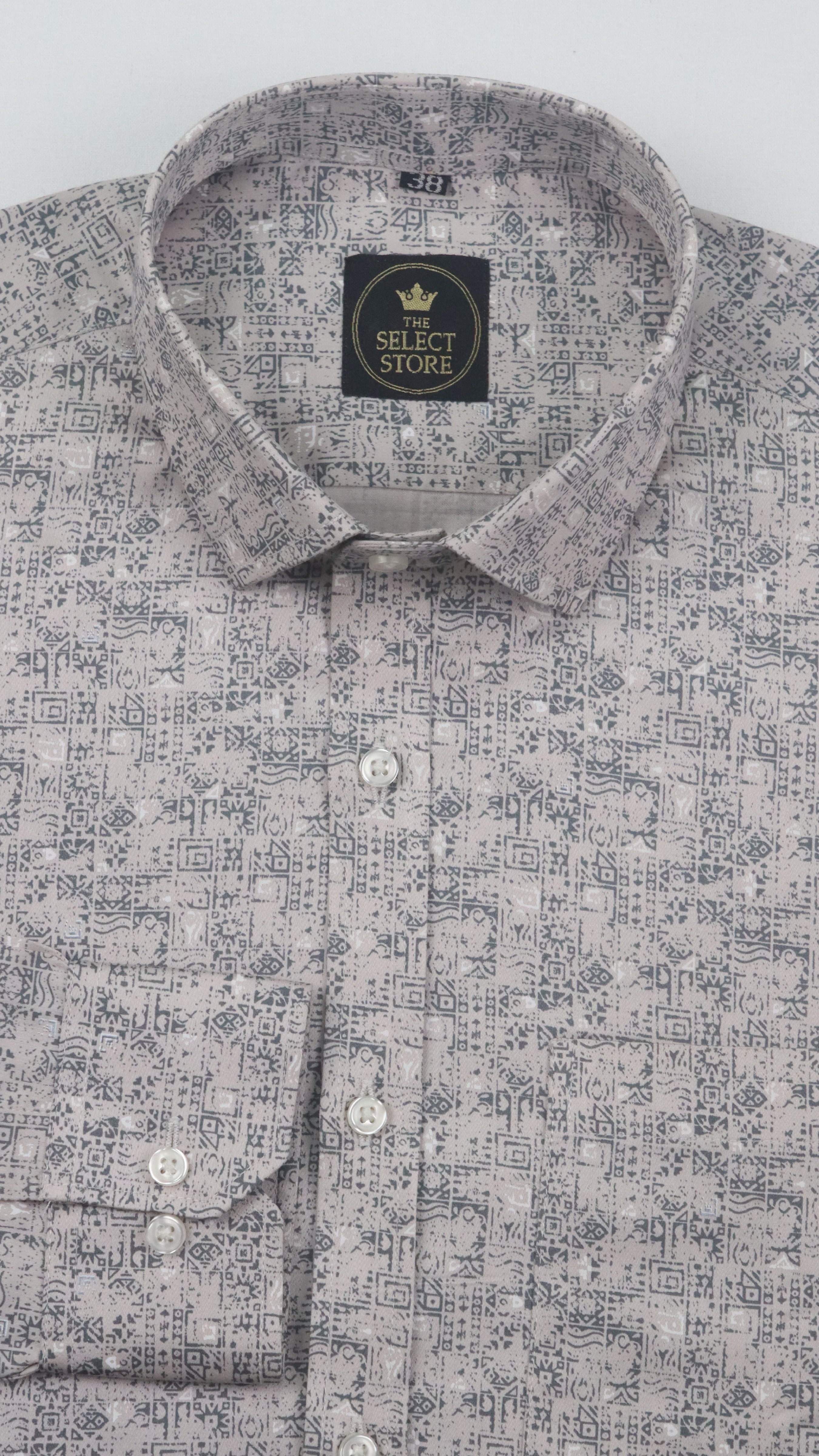 Abstract Print Charcol Grey Shirt