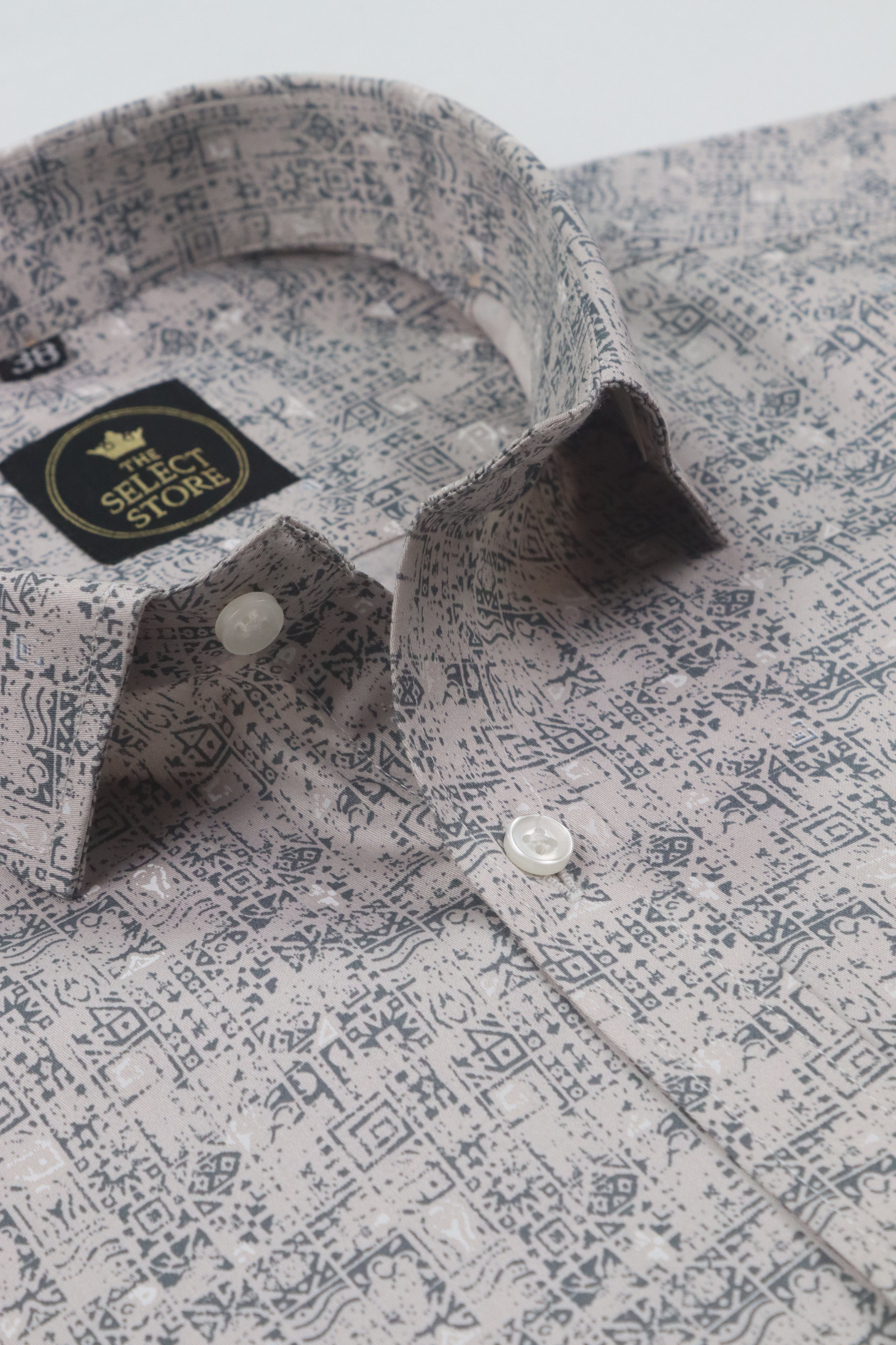 Abstract Print Charcol Grey Shirt