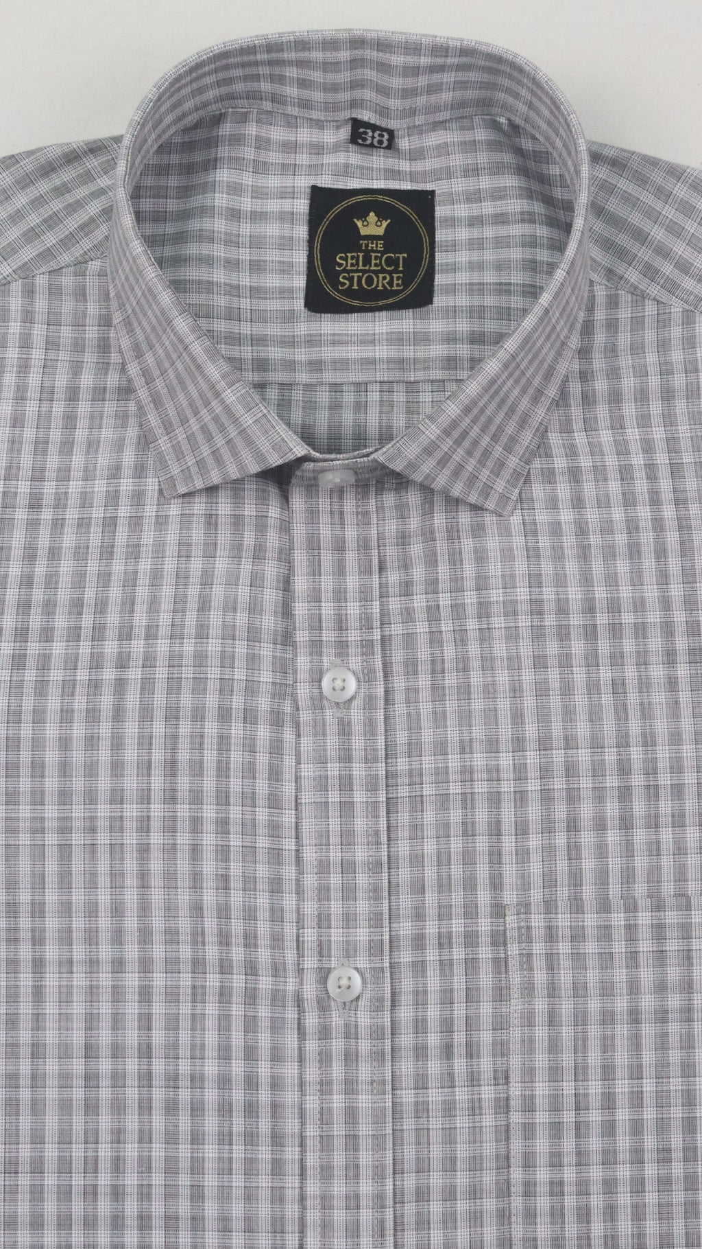 Dual Tonal Grey Micro-Check Blended Shirt