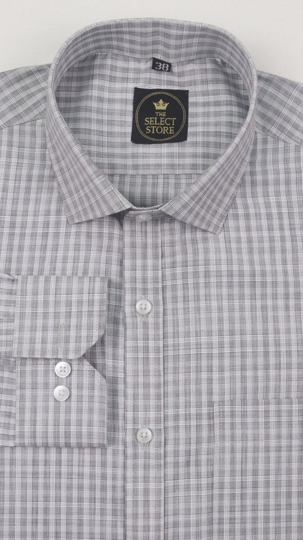 Dual Tonal Grey Micro-Check Blended Shirt