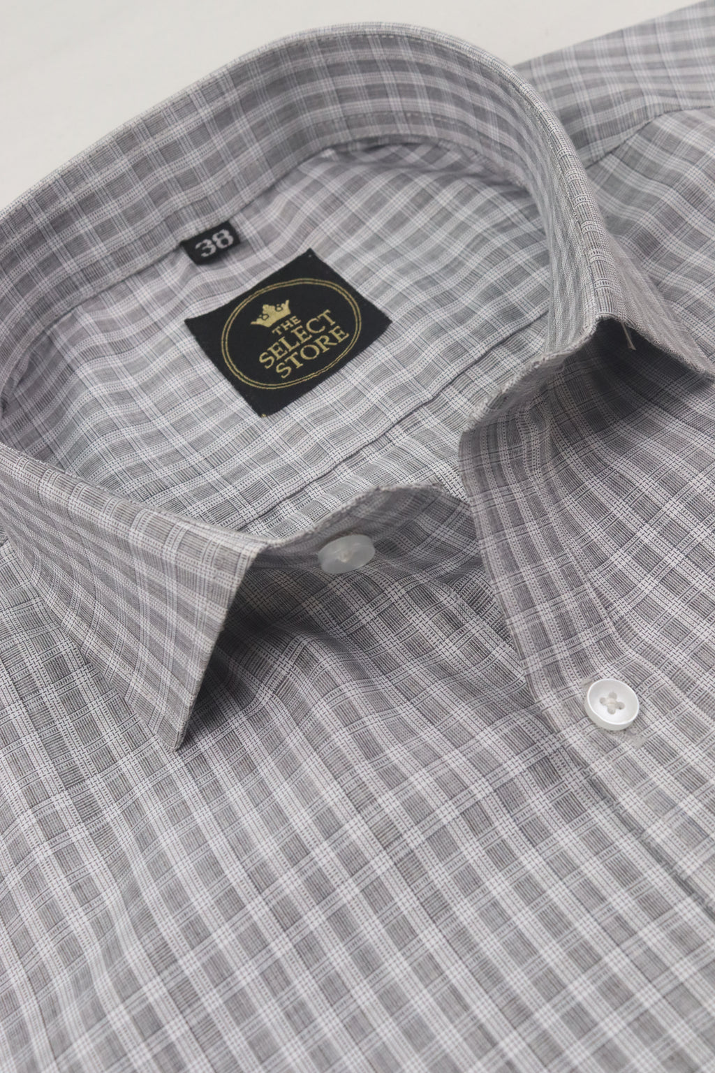 Dual Tonal Grey Micro-Check Blended Shirt