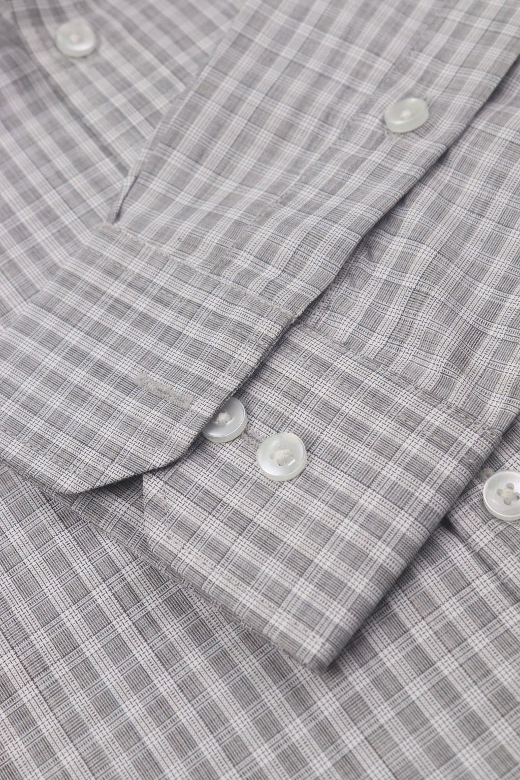 Dual Tonal Grey Micro-Check Blended Shirt