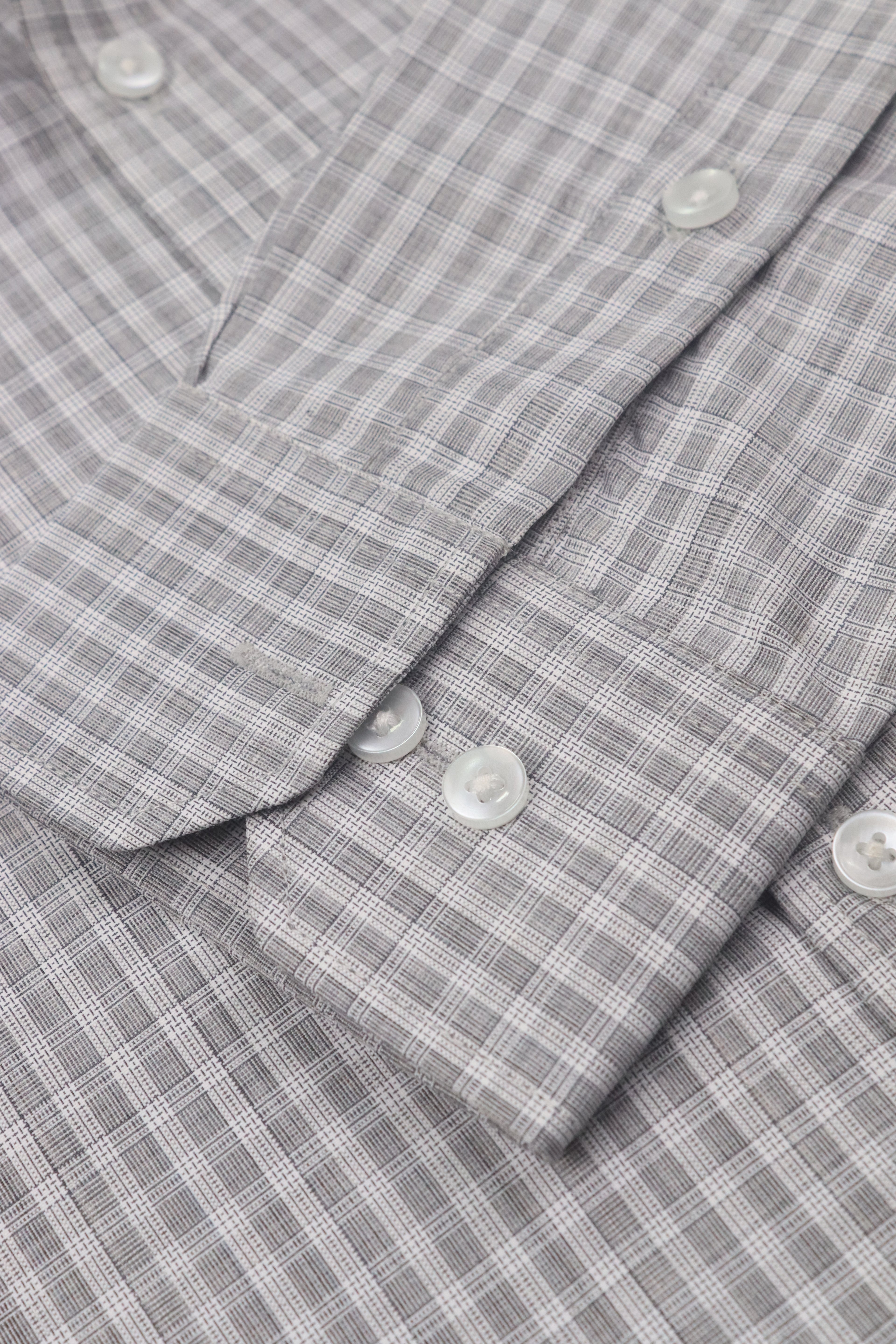 Dual Tonal Grey Micro-Check Blended Shirt