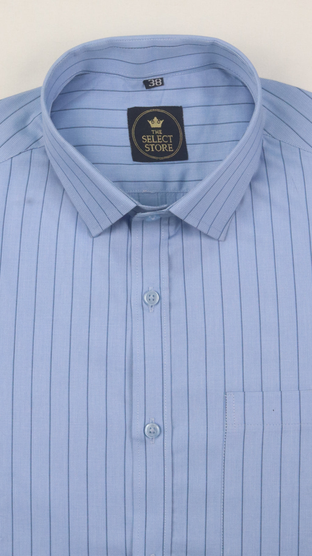Fine-Stripe Blue Formal Shirt