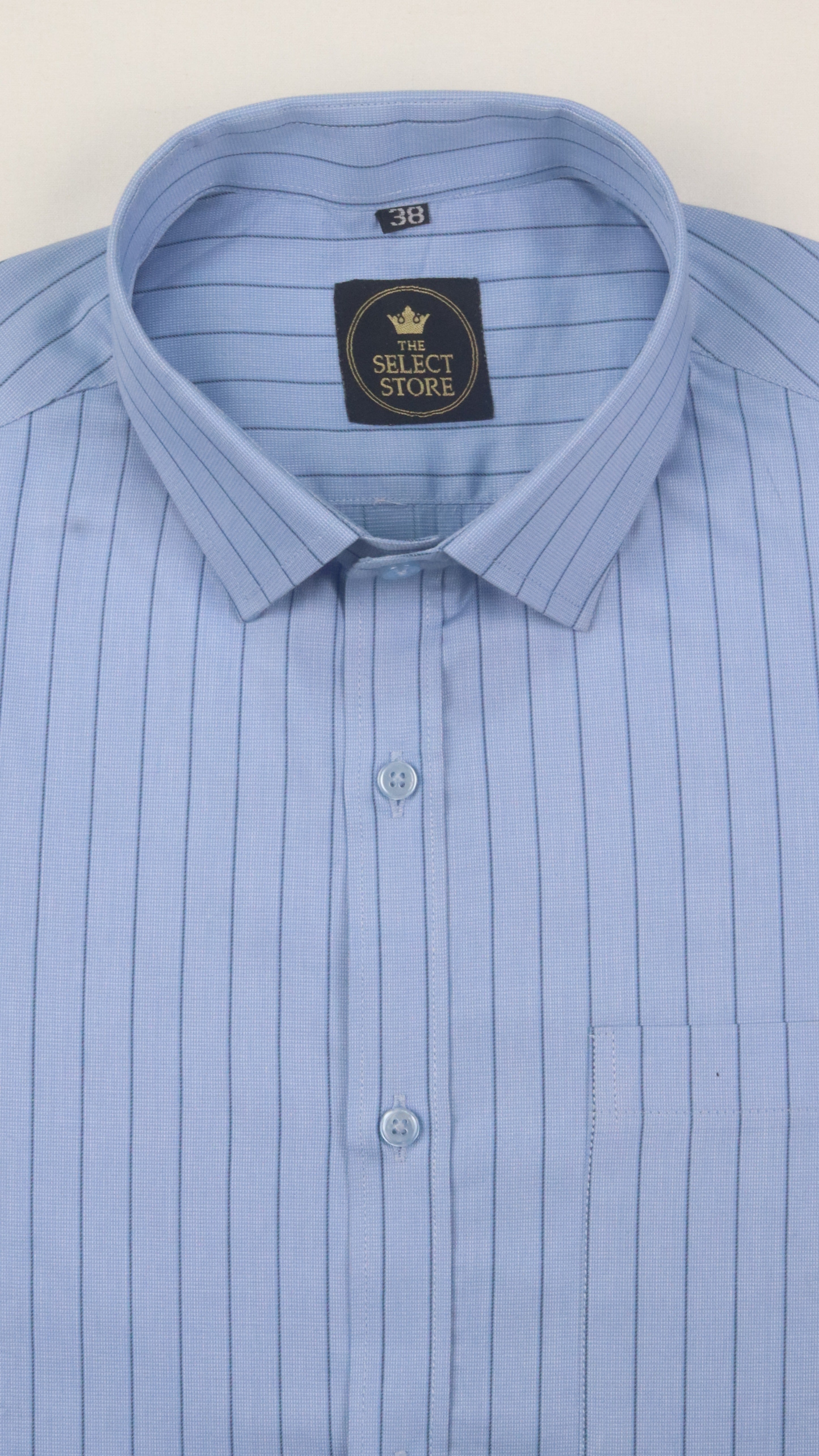 Fine-Stripe Blue Formal Shirt
