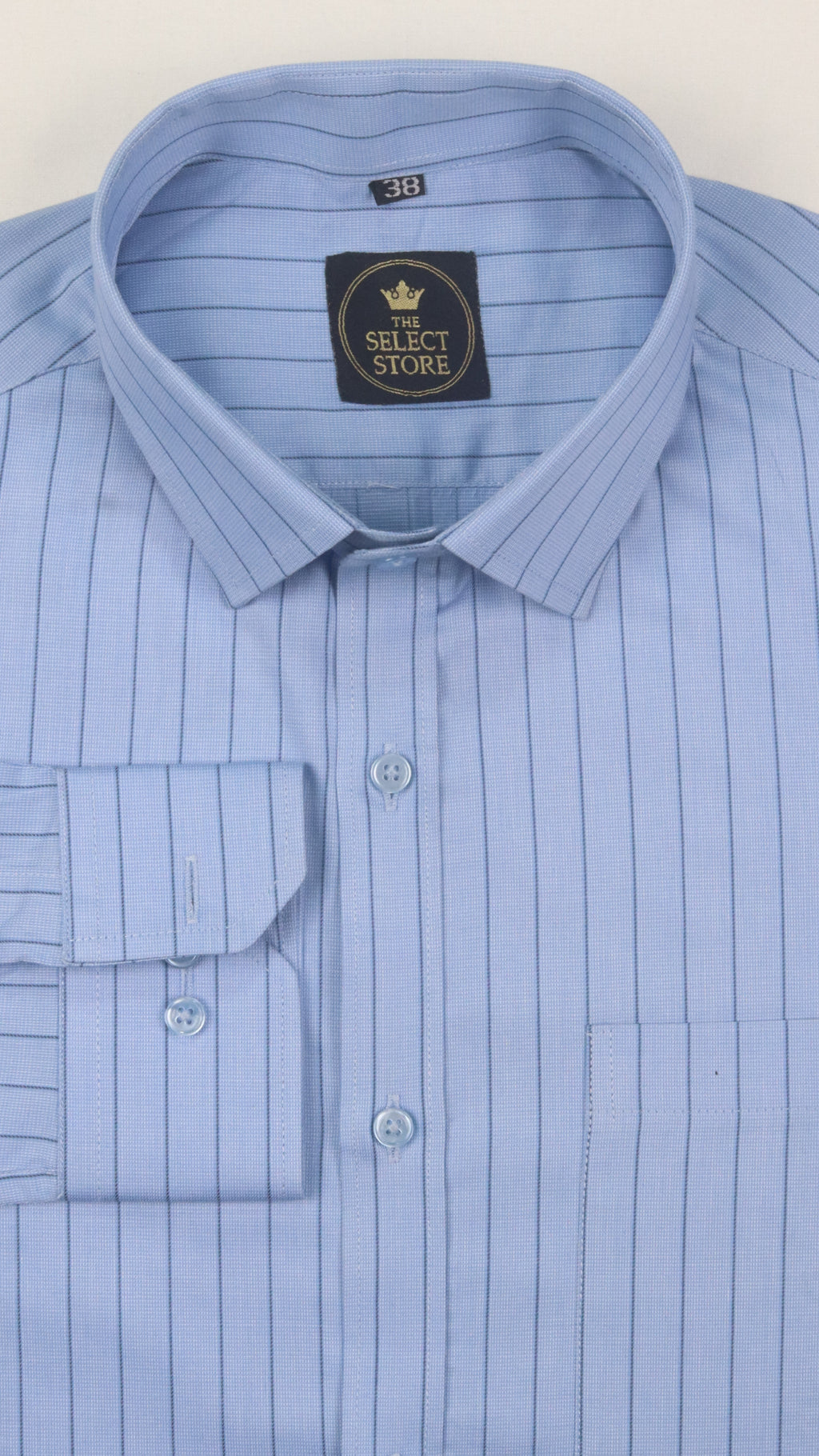 Fine-Stripe Blue Formal Shirt
