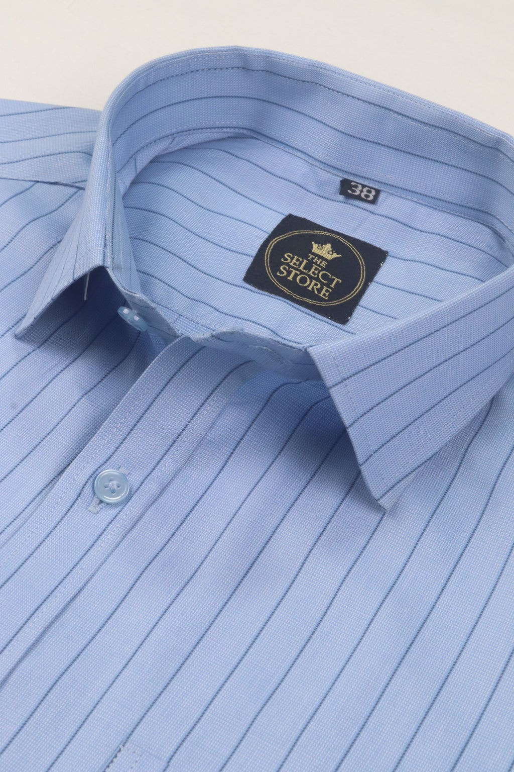 Fine-Stripe Blue Formal Shirt