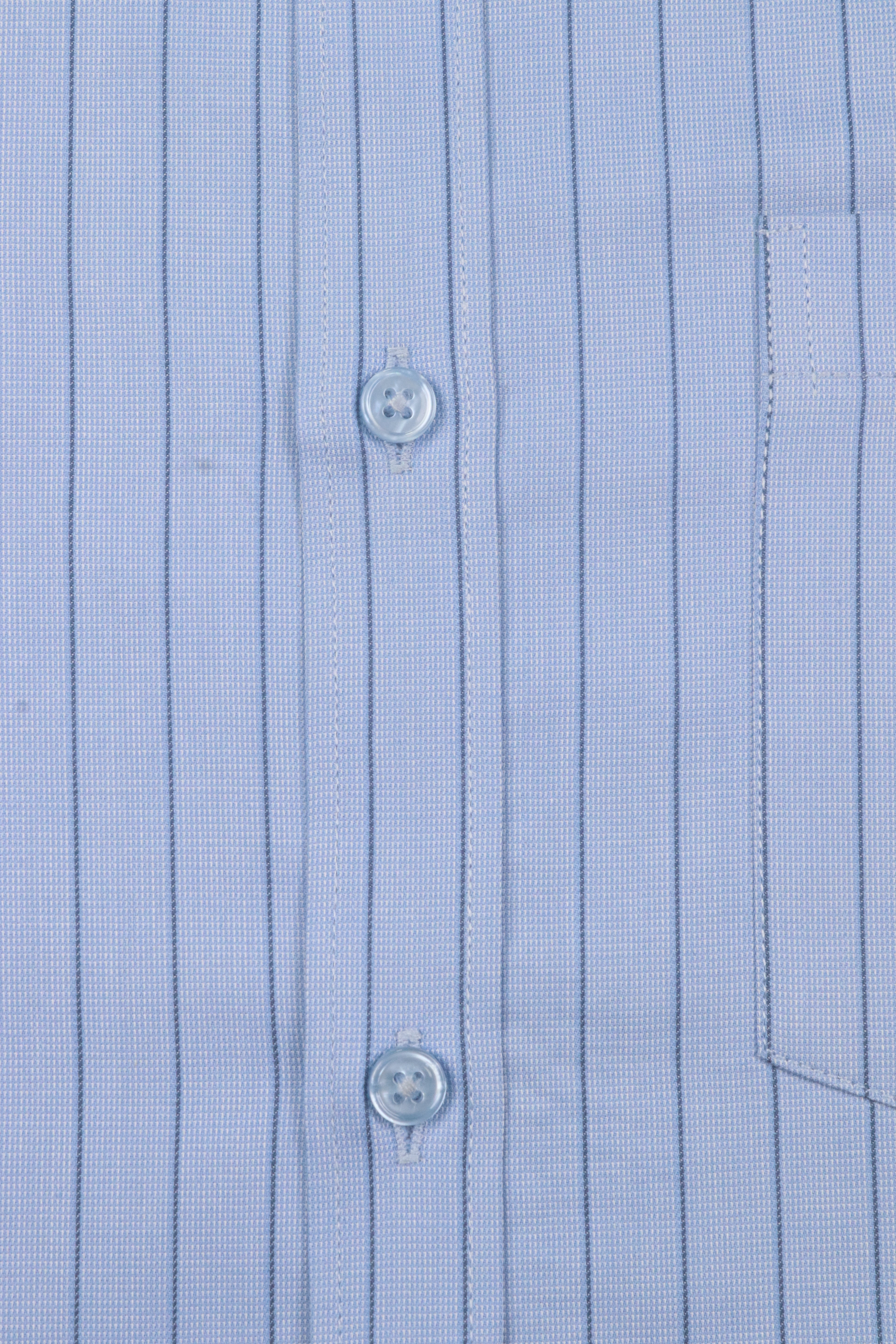 Fine-Stripe Blue Formal Shirt