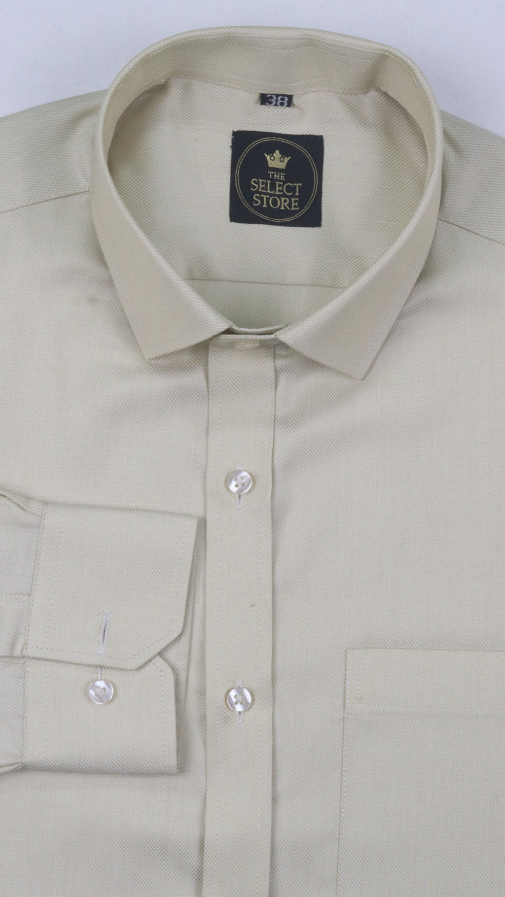 Solid Beige Premium Poly-Cotton Shirt