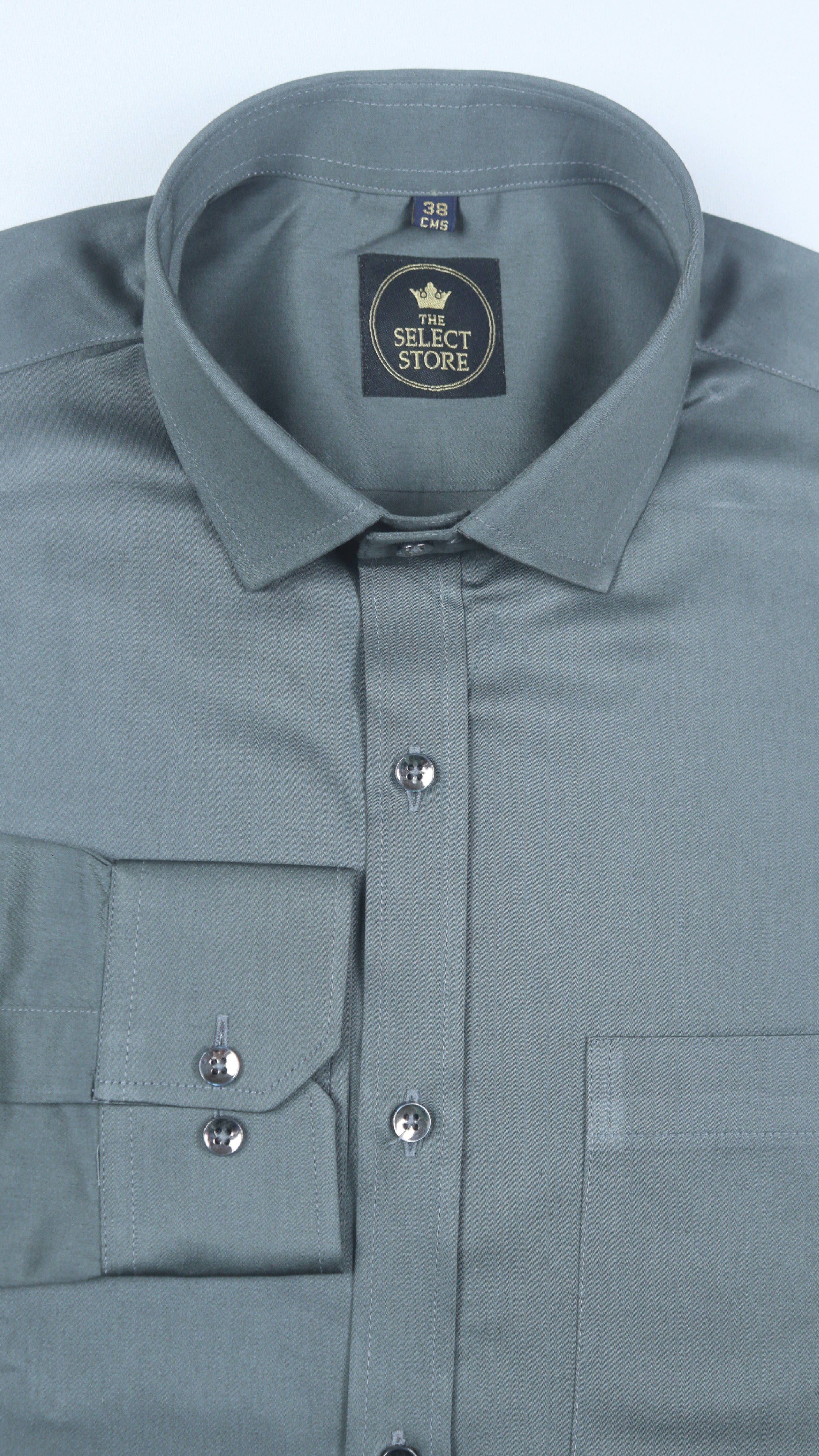 Solid Greenish Grey Shirt 100% Premium Giza Cotton
