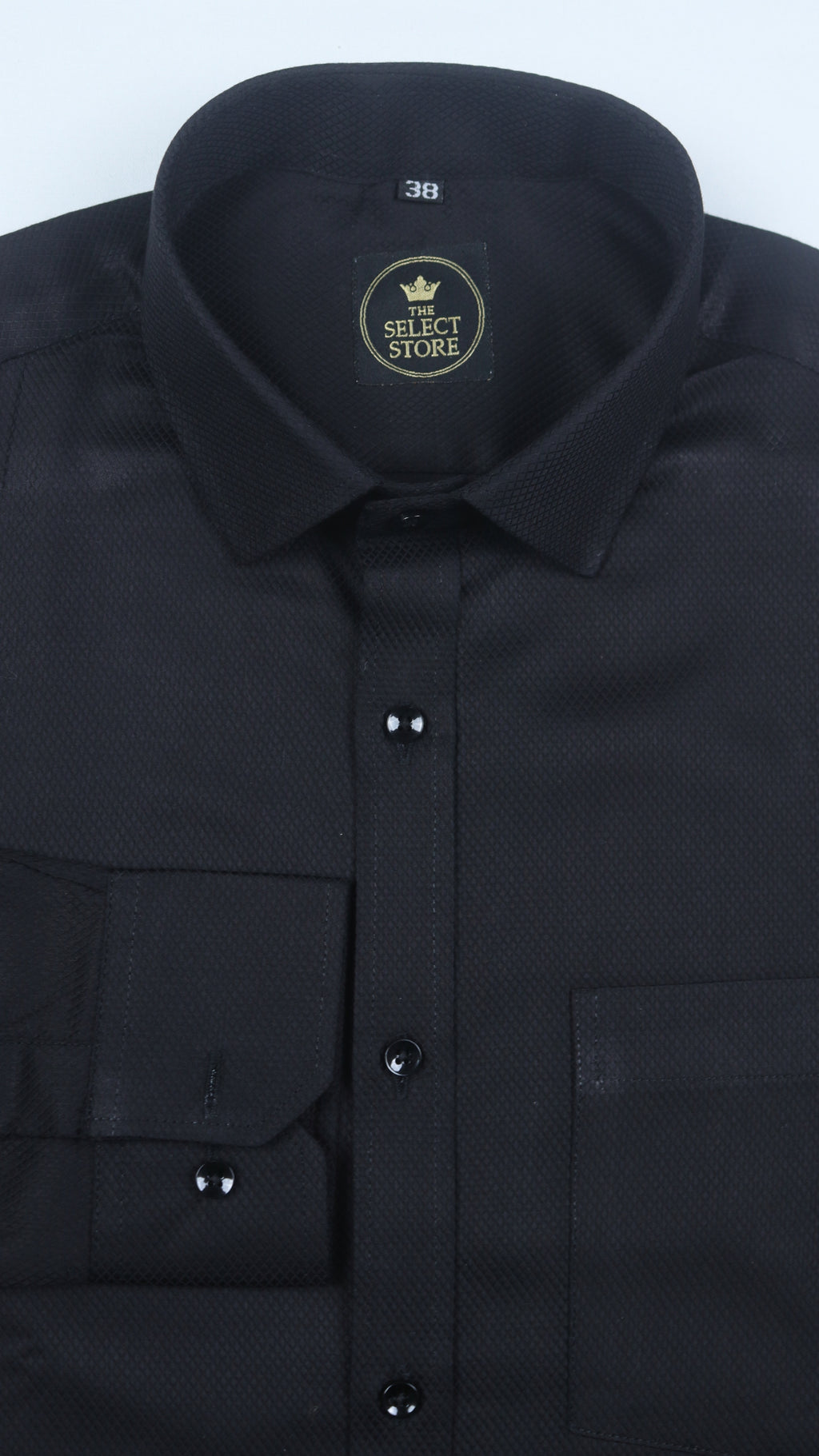 Textured Black Formal Shirt