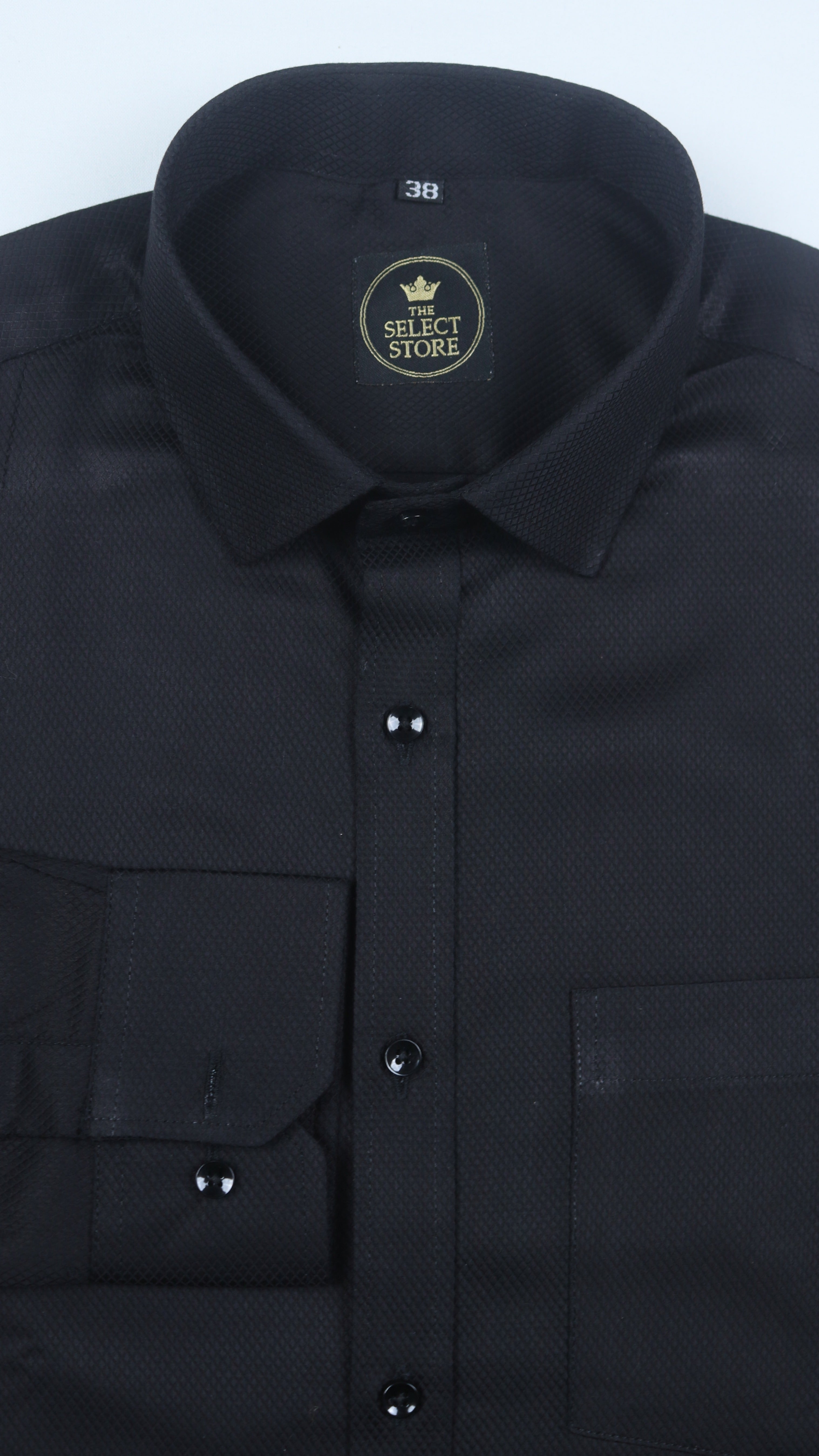 Textured Black Formal Shirt