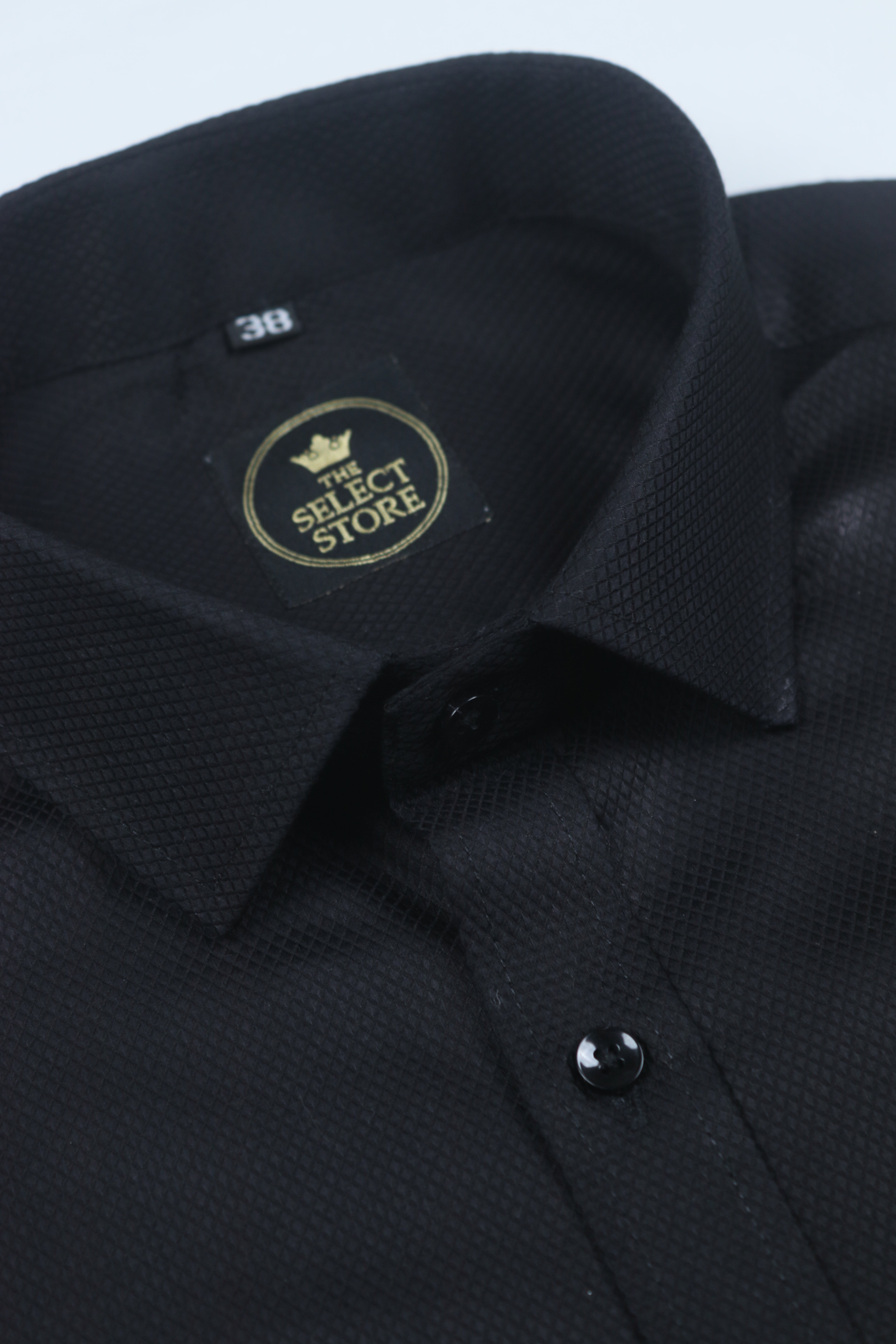 Textured Black Formal Shirt