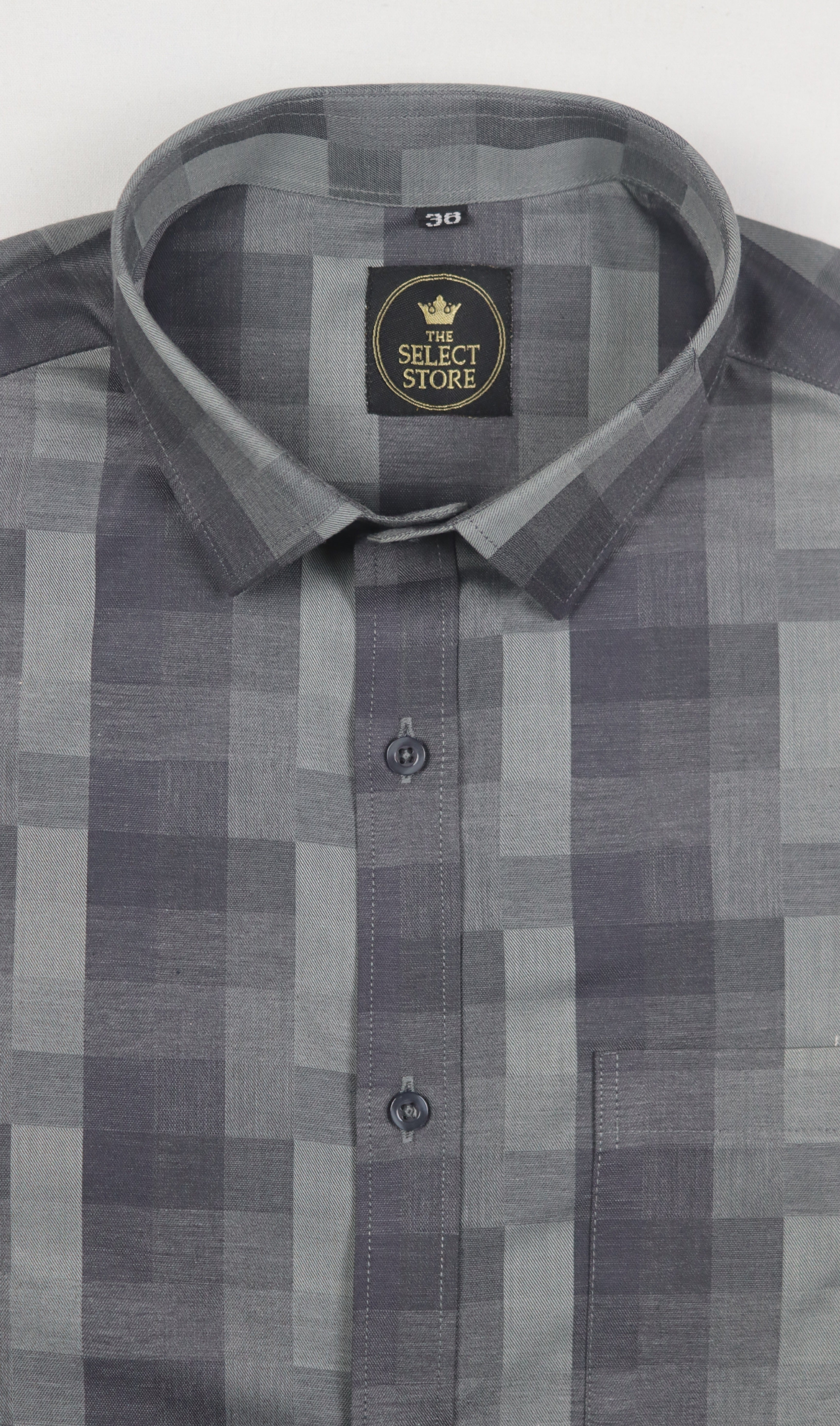 Black and Grey Block Check Shirt