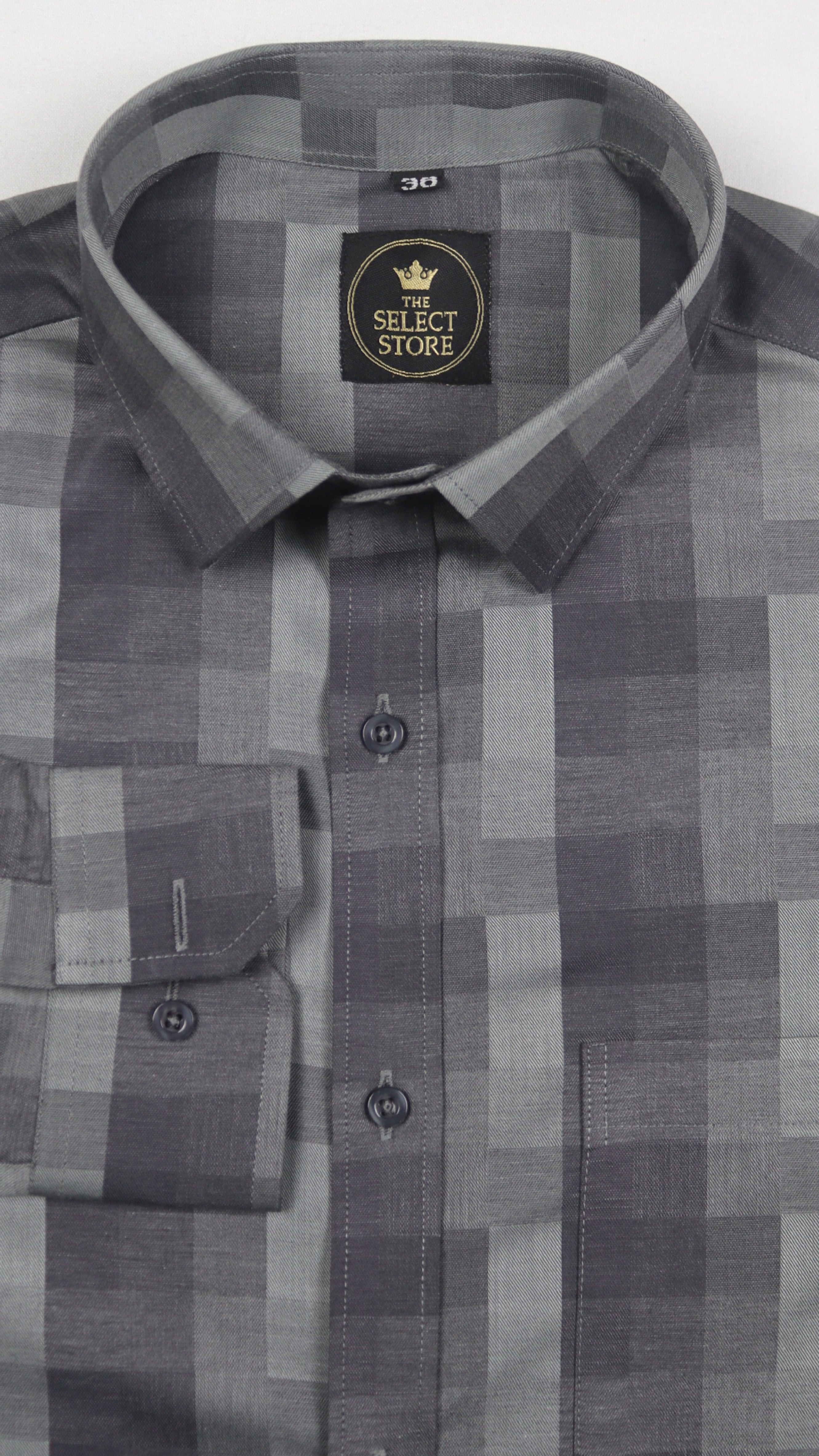 Black and Grey Block Check Shirt