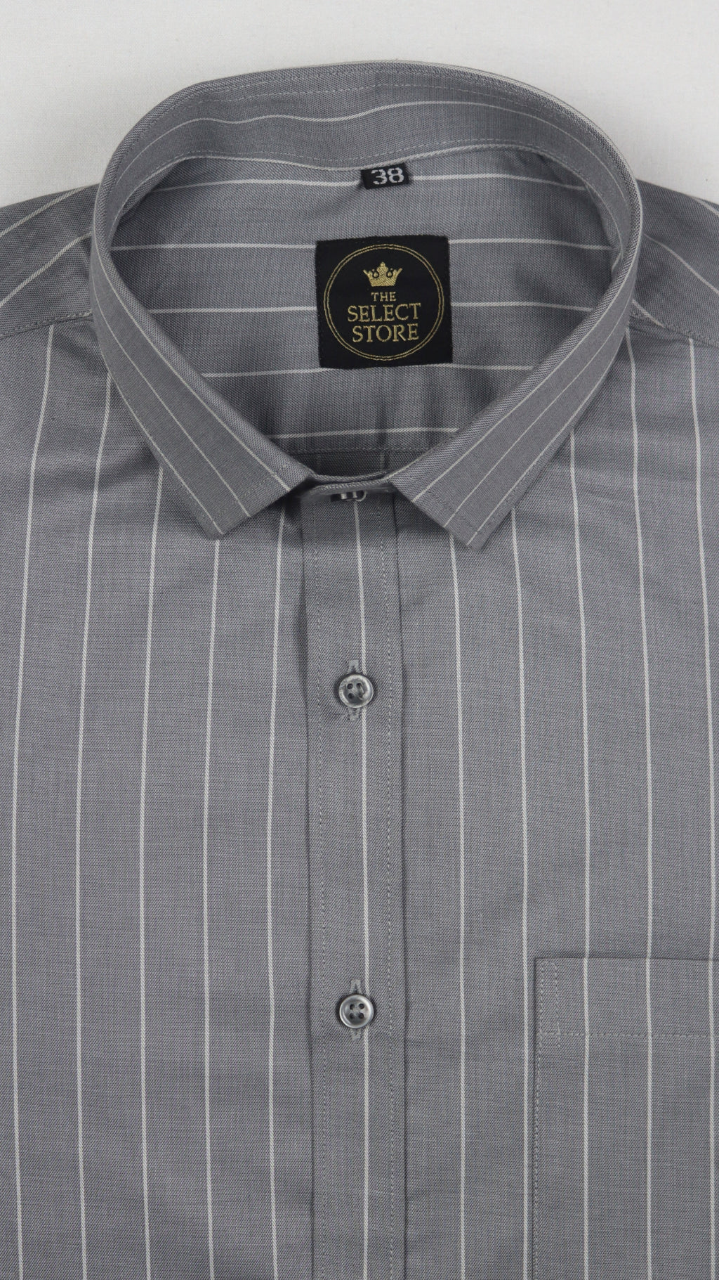 Fine White Strip Grey Shirt
