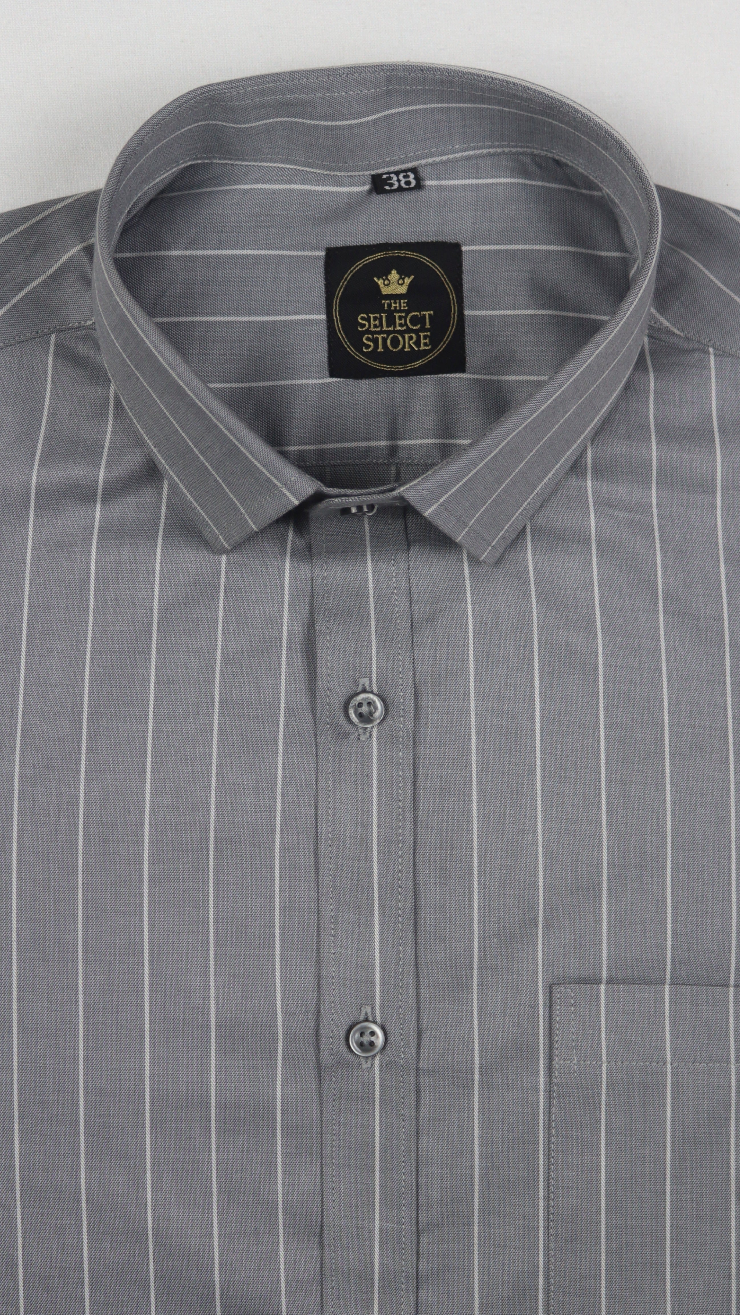 Fine White Strip Grey Shirt