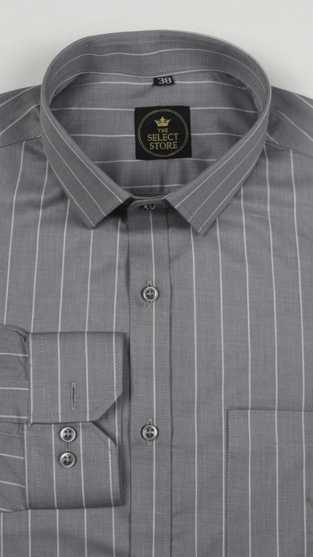 Fine White Strip Grey Shirt