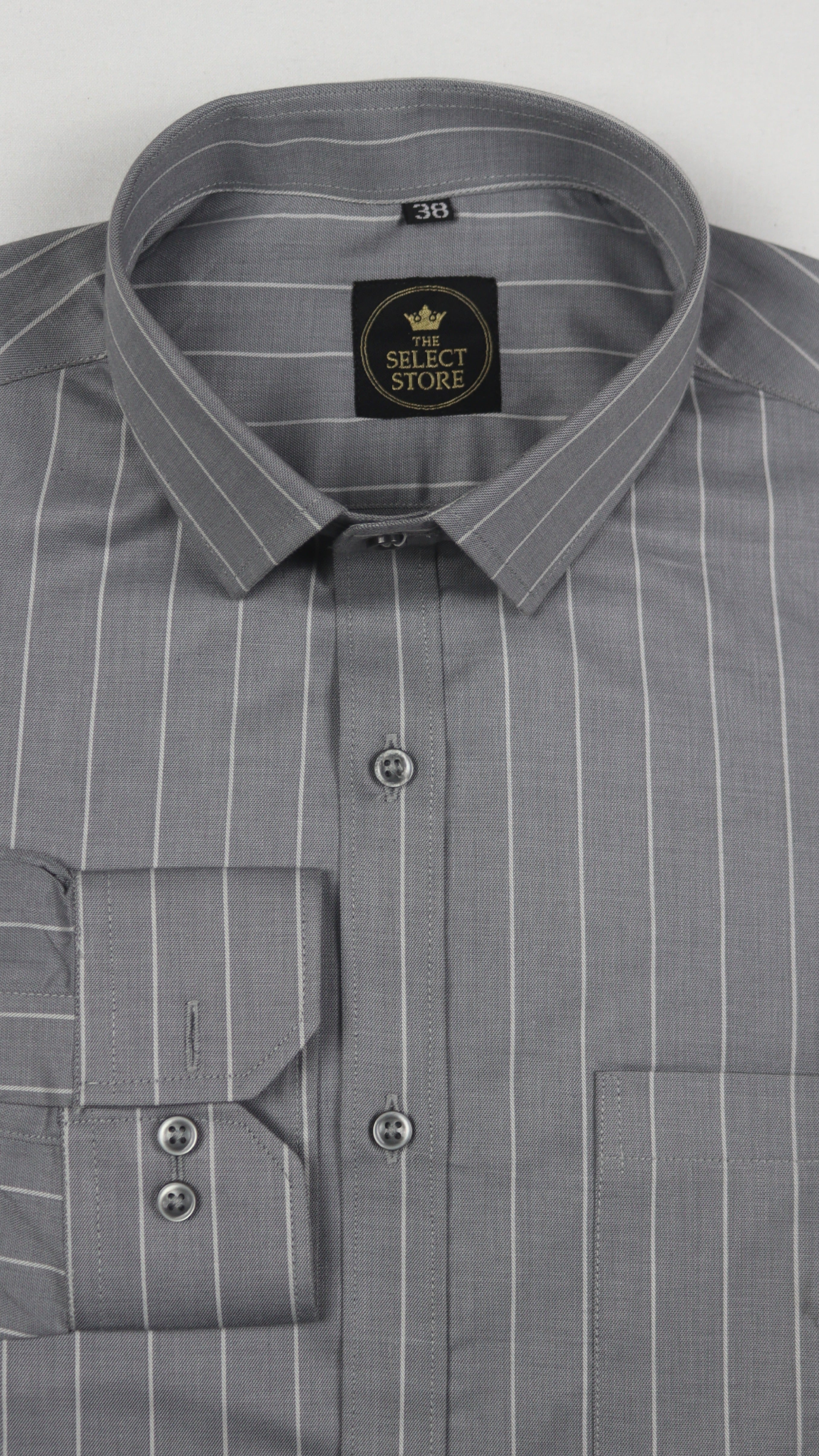 Fine White Strip Grey Shirt