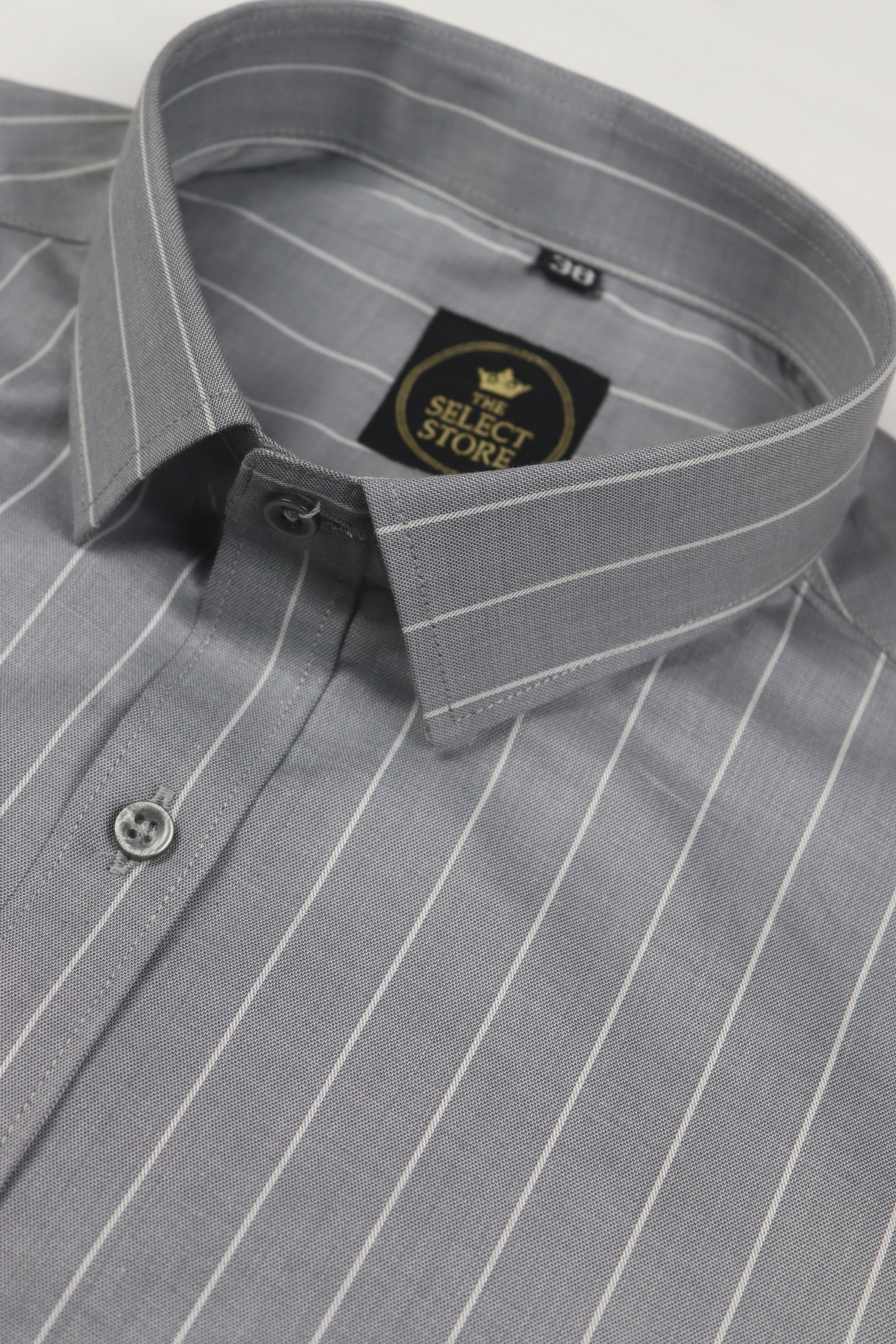 Fine White Strip Grey Shirt