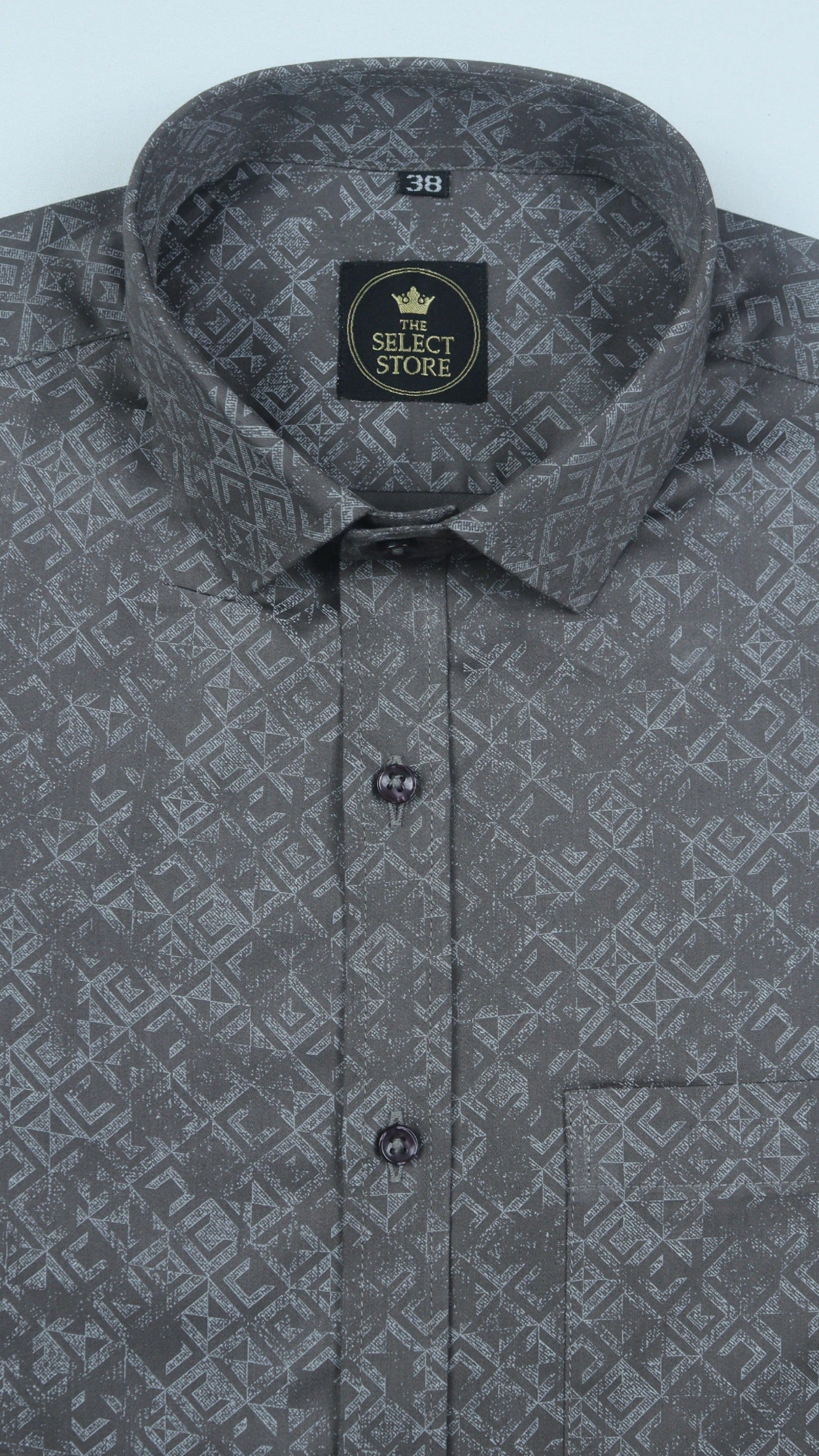 Dark Black Base Mosaic Pattern Shirt