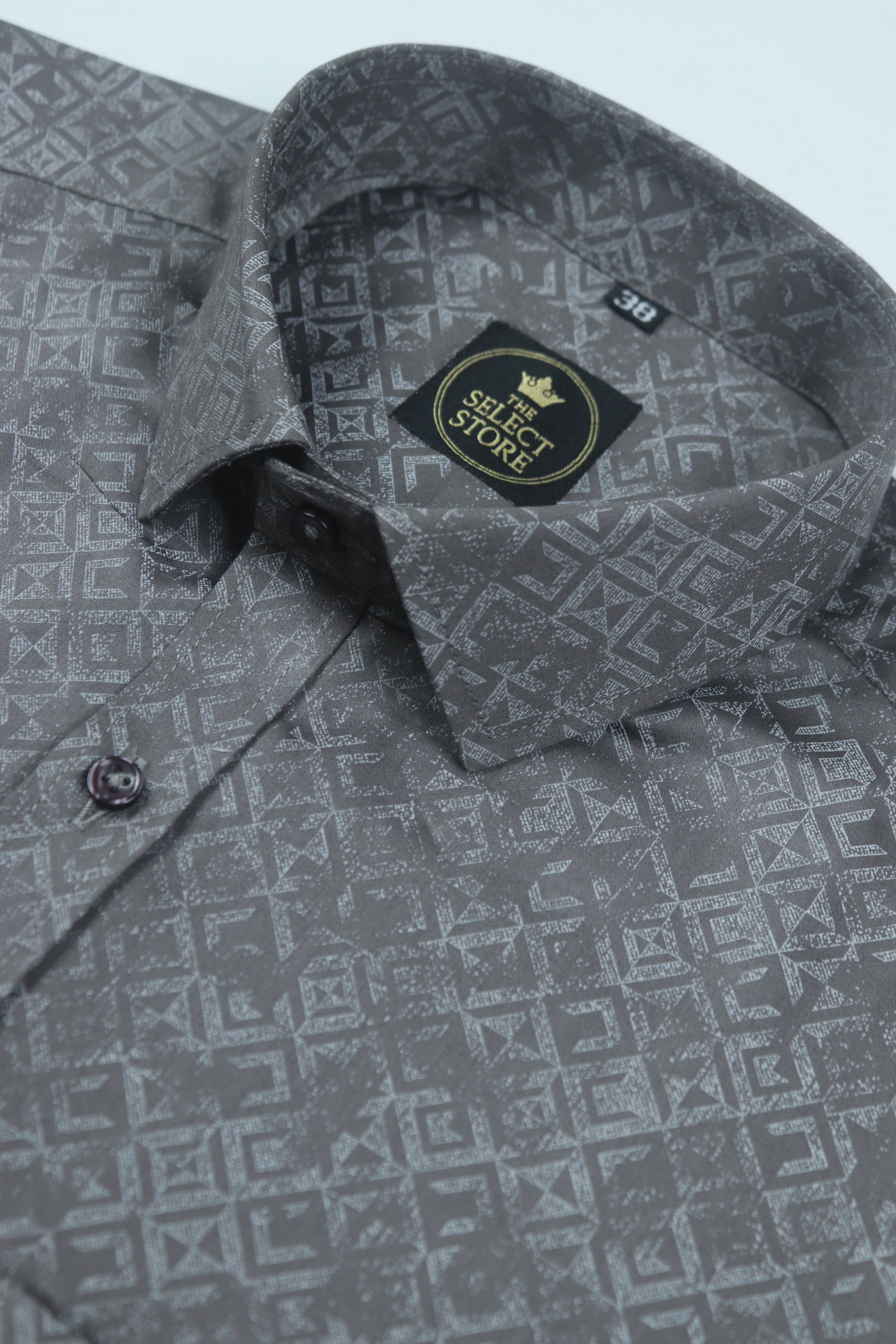 Dark Black Base Mosaic Pattern Shirt