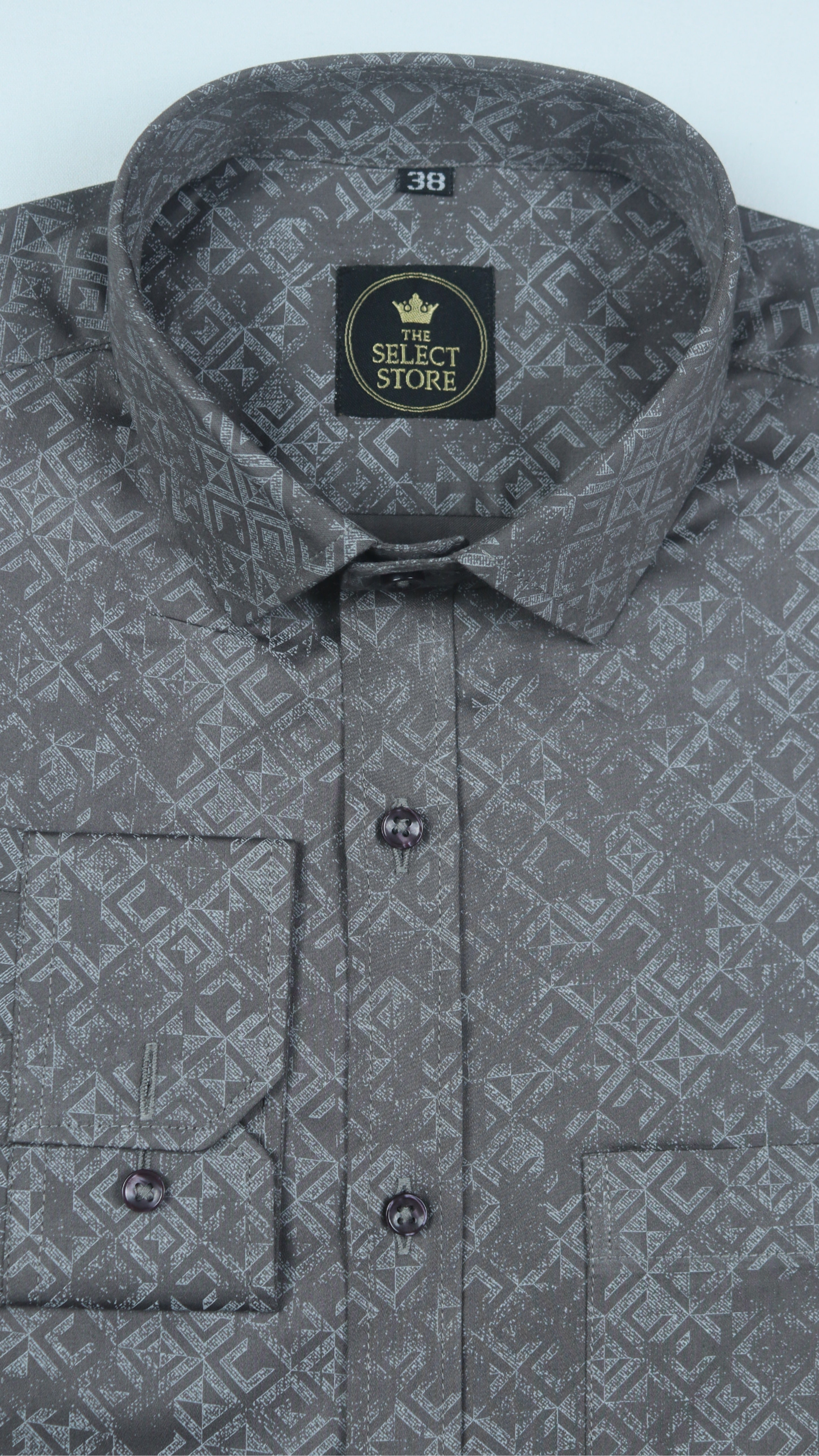 Dark Black Base Mosaic Pattern Shirt