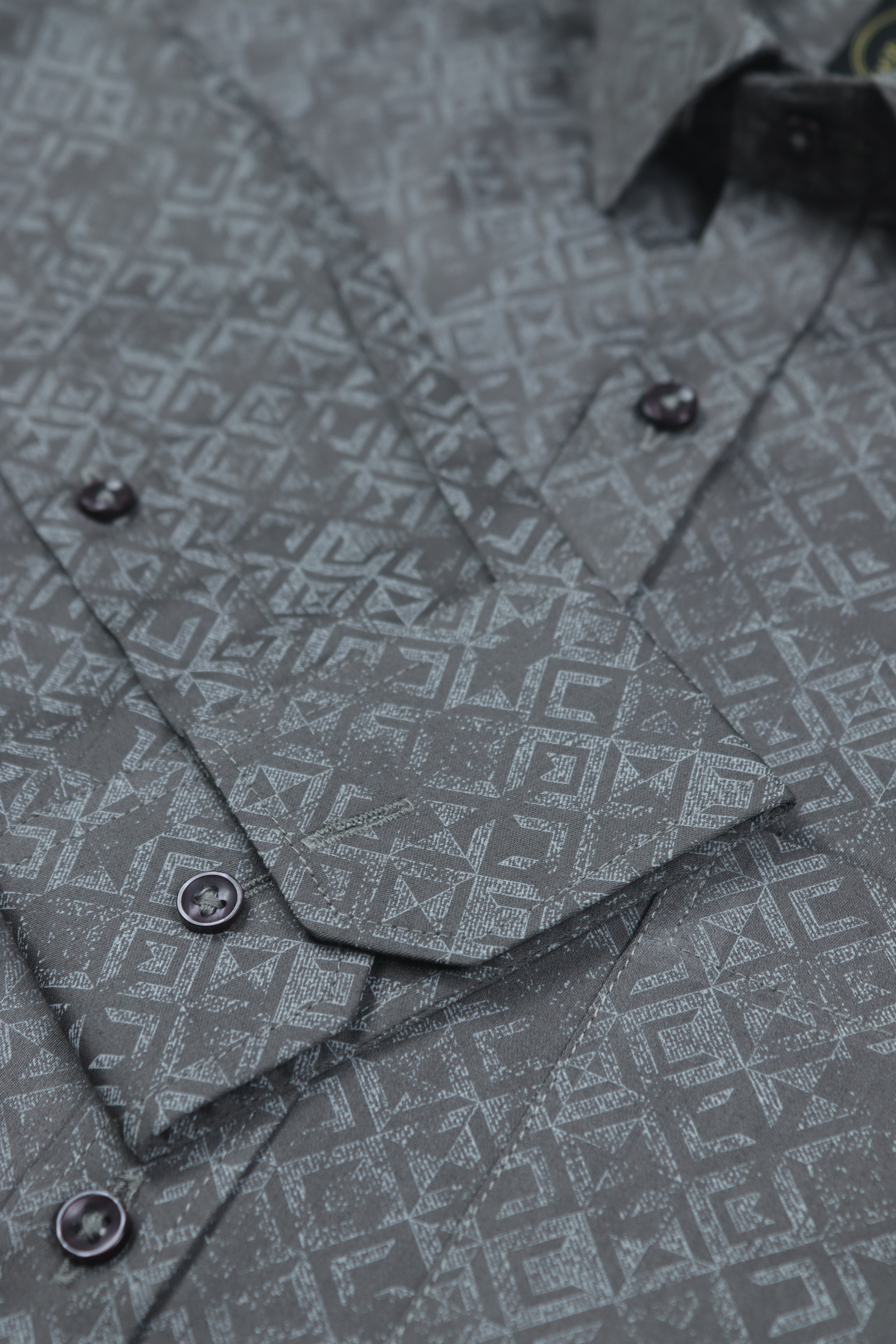 Dark Black Base Mosaic Pattern Shirt