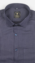 Navy Blue Fine Grid Cotton Shirt