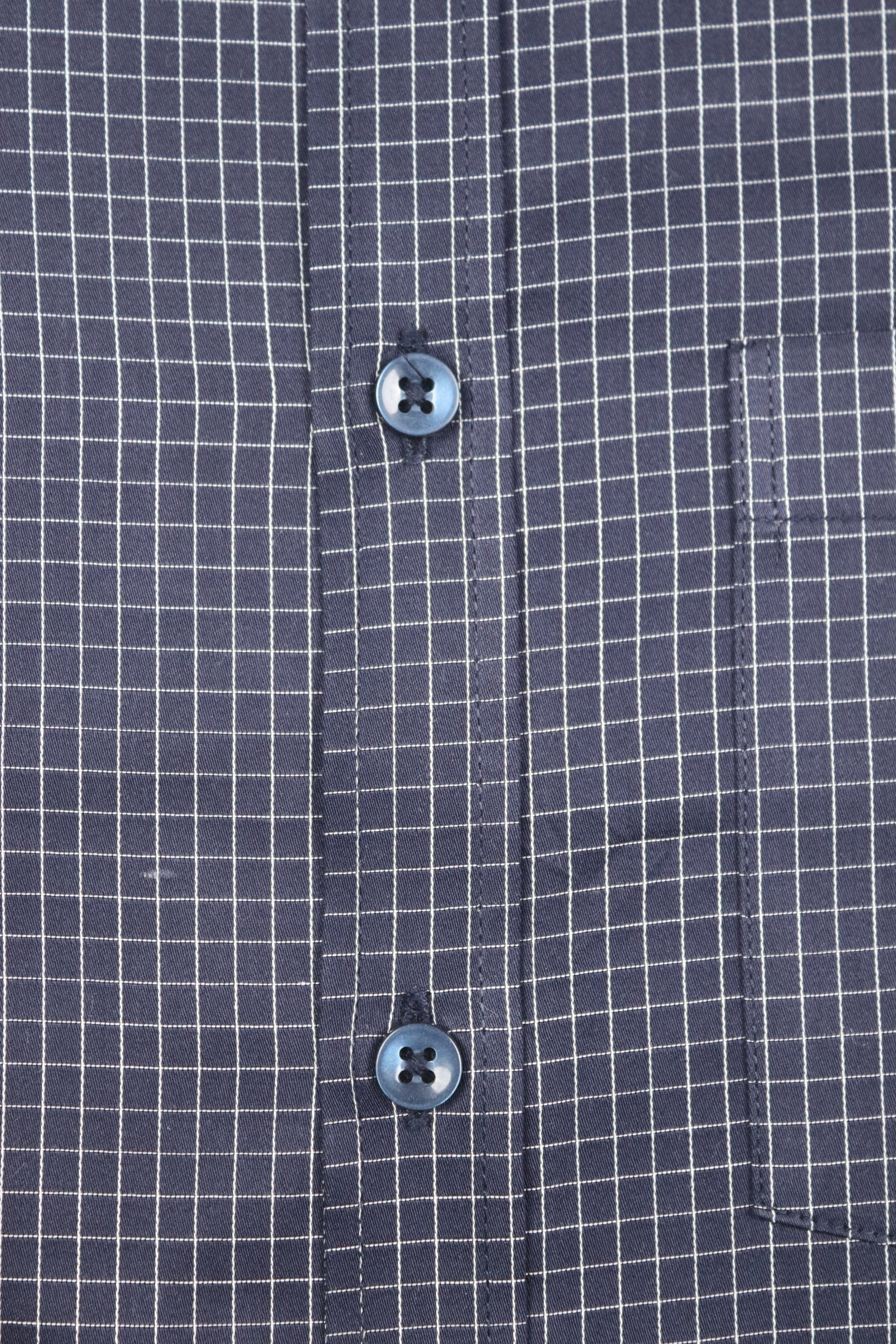 Navy Blue Fine Grid Cotton Shirt