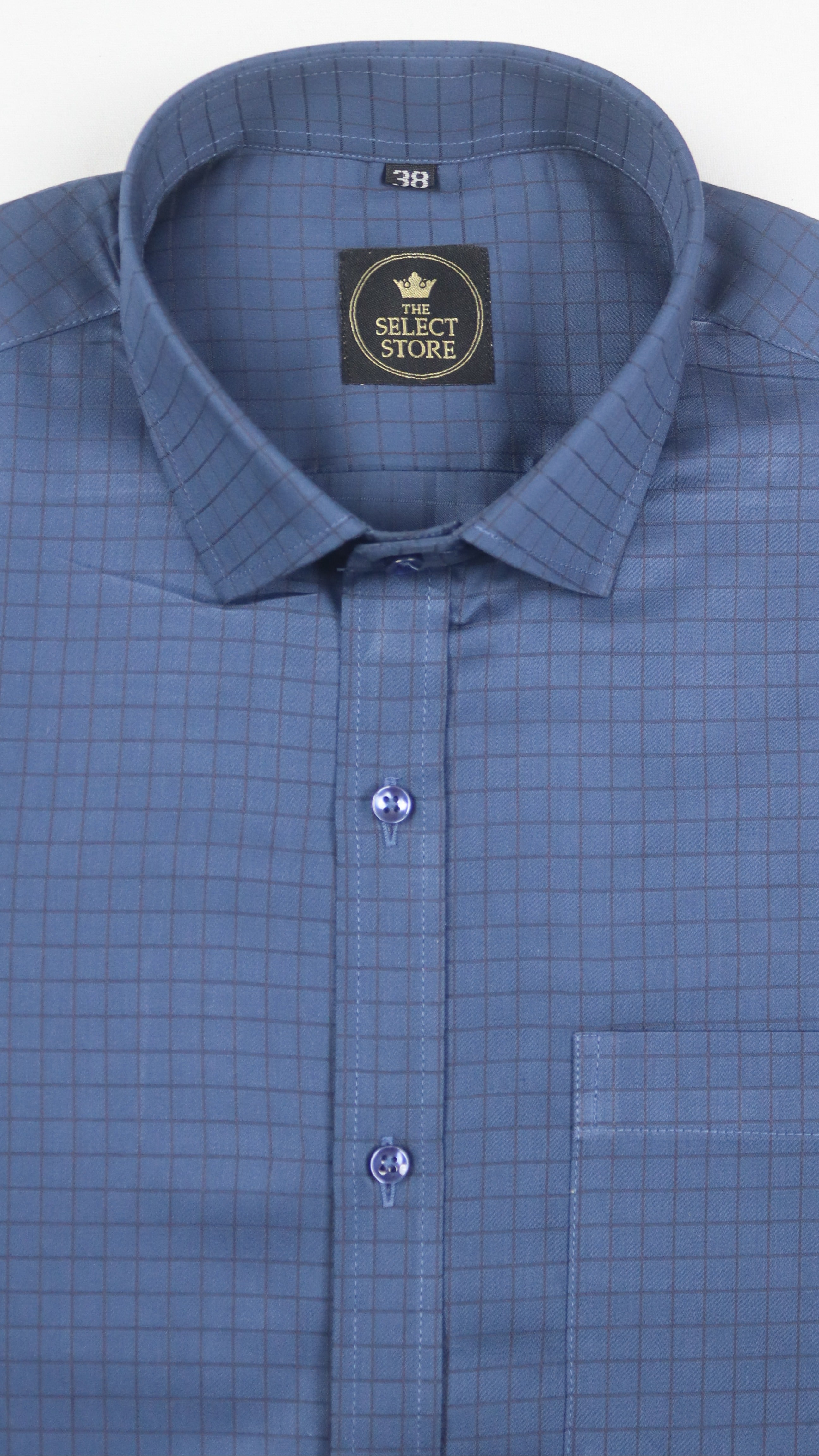 Dark Blue Grid Check Shirt