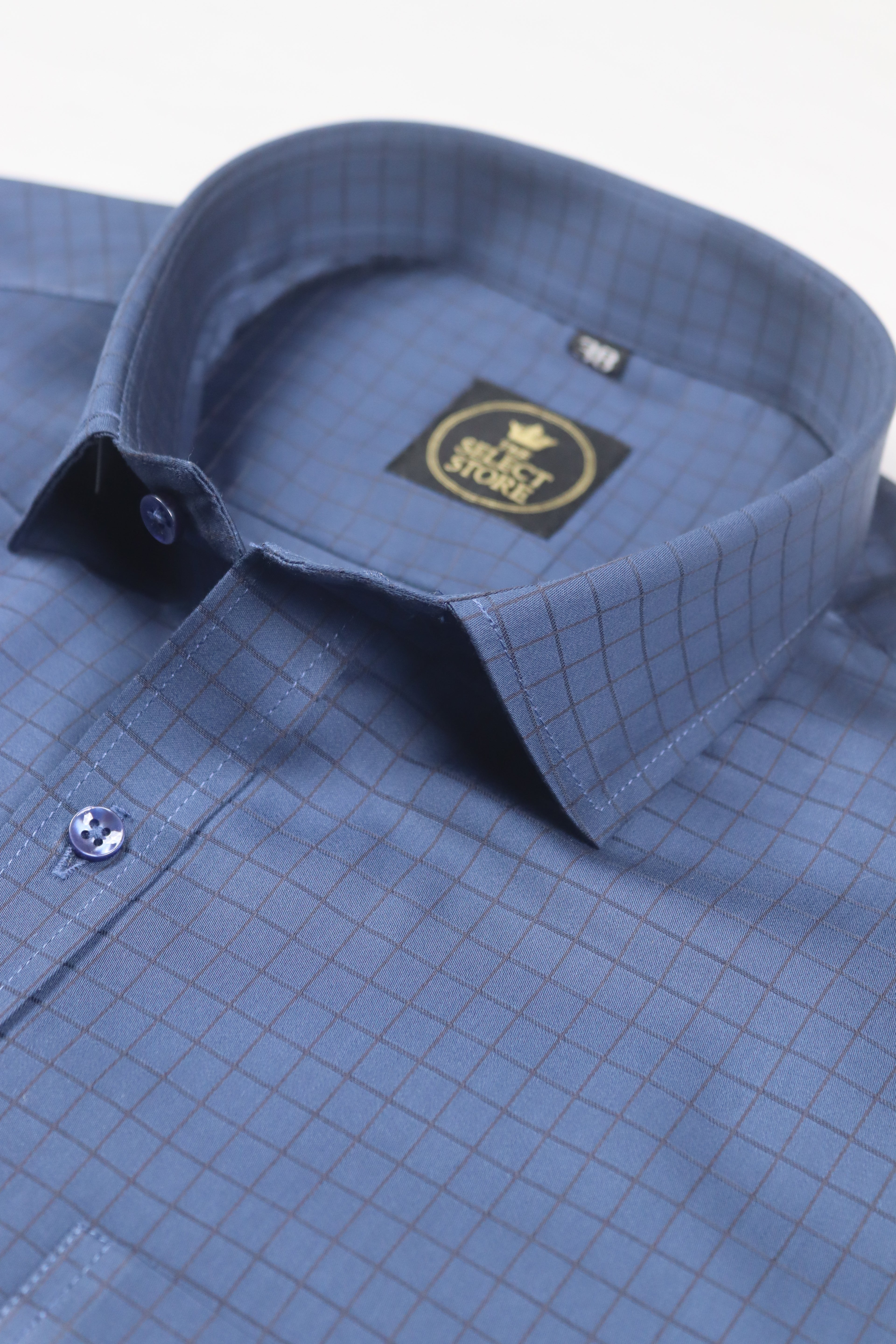 Dark Blue Grid Check Shirt