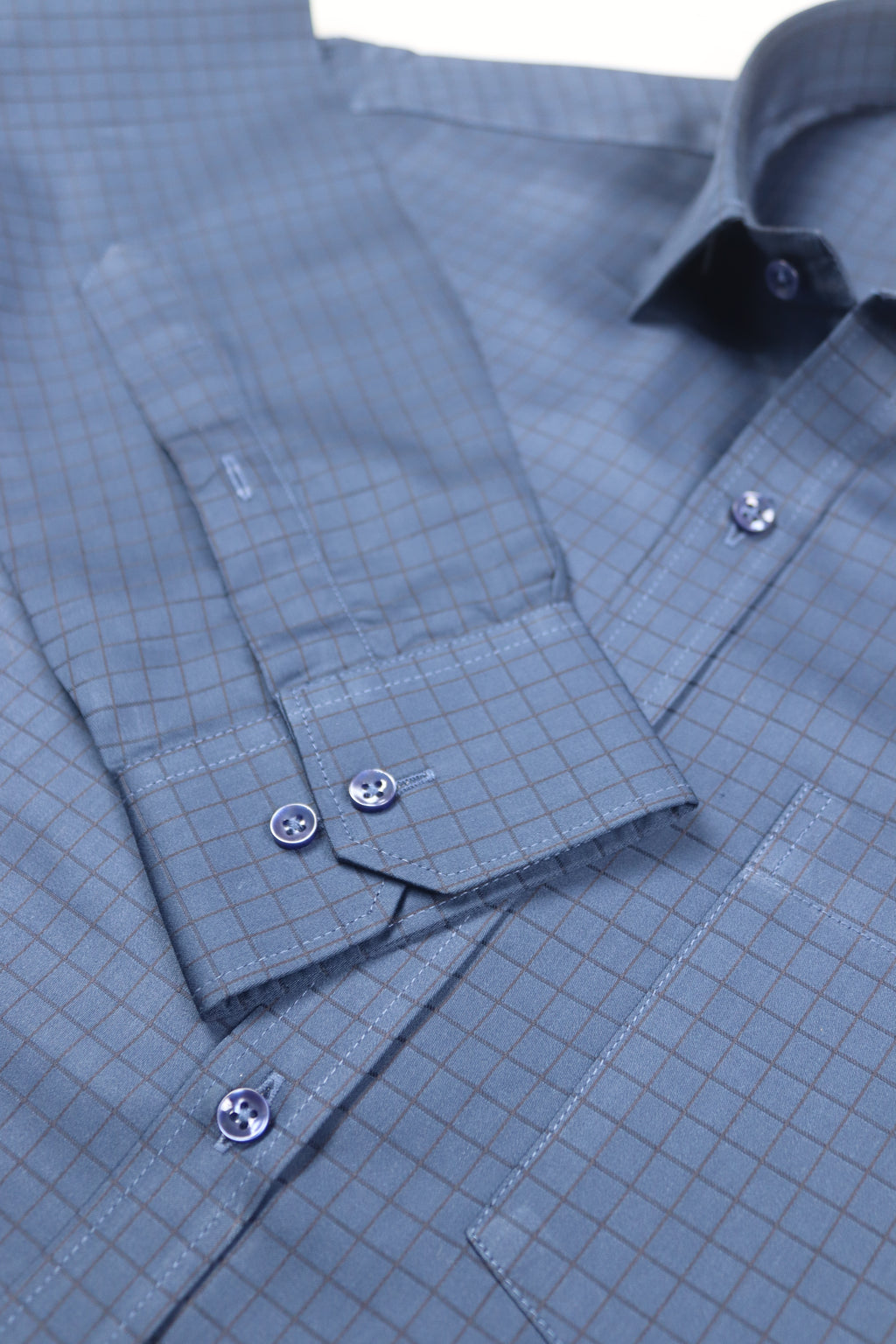 Dark Blue Grid Check Shirt